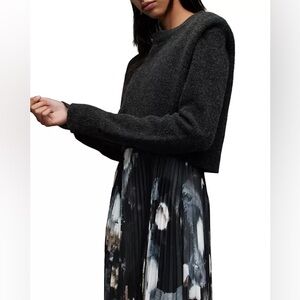 NWT All Saints Leia Mars Wool Blend Sweater Charcoal Grey Size Medium